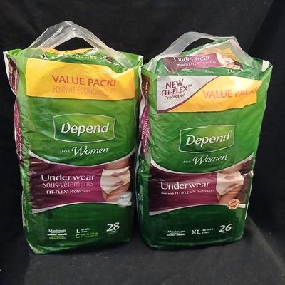 Women's Depends XL and L both opened but full