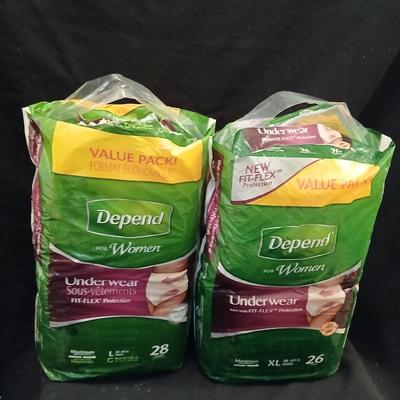 Women's Depends XL and L both opened but full