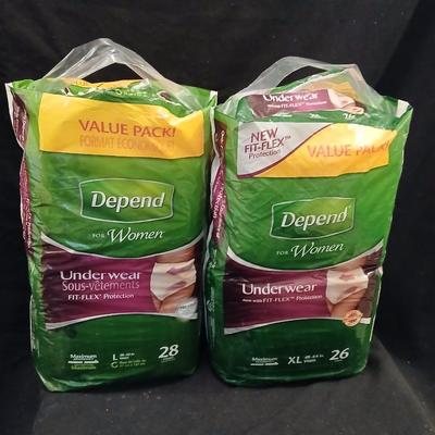 Women's Depends XL and L both opened but full