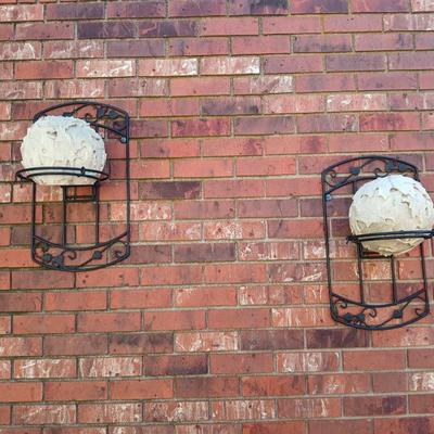 Two battery operated decorative multi light balls with iron hangars
