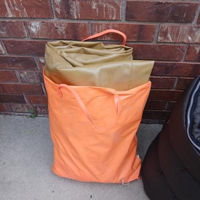Nice flannel inside sleeping bag with air mattress in a storage bag