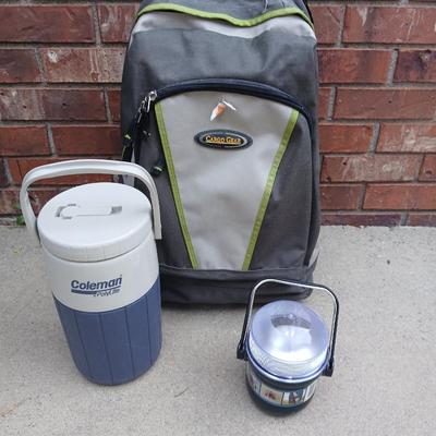 Hiking backpack with drinking cooler and a flashlight