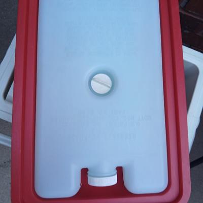 Folding chair with storage bag and a nice small cooler with re-usable ice packs