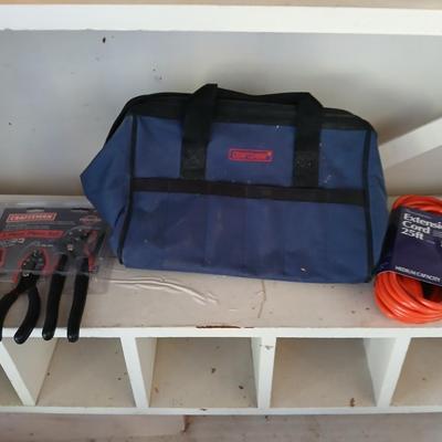 Canvass Craftsman tool bag with new extension cord and Craftsman pier set