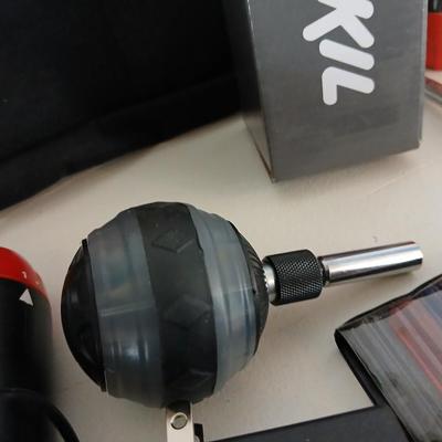 Tool bag with an assortment of tools, Craftsman screwdriver, small screwdriver set, skill screwdriver, a flashlight and more