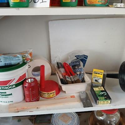 Household needed tools of trades, drywall, small drain snake, painting goods and more