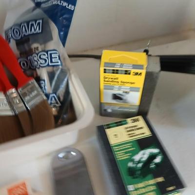 Household needed tools of trades, drywall, small drain snake, painting goods and more