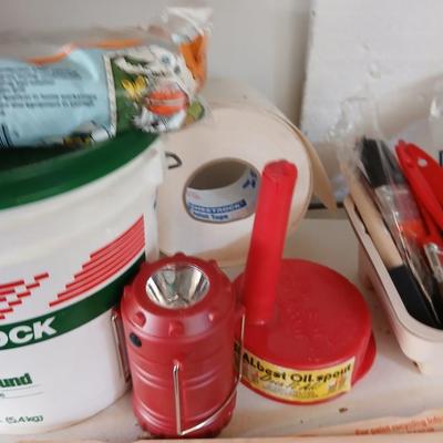 Household needed tools of trades, drywall, small drain snake, painting goods and more