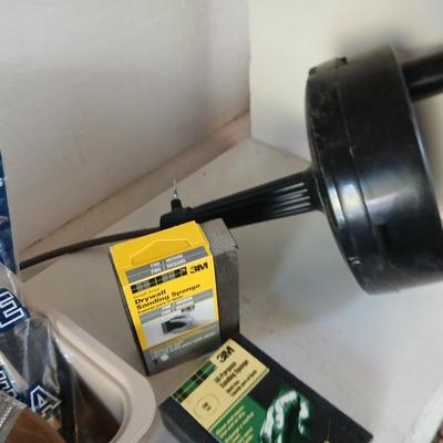 Household needed tools of trades, drywall, small drain snake, painting goods and more