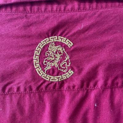 Cezer maroon w/gold embroidery long sleeve button up shirt. 3XL