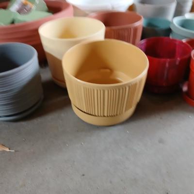 Plastic flowerpots of all shapes and sizes