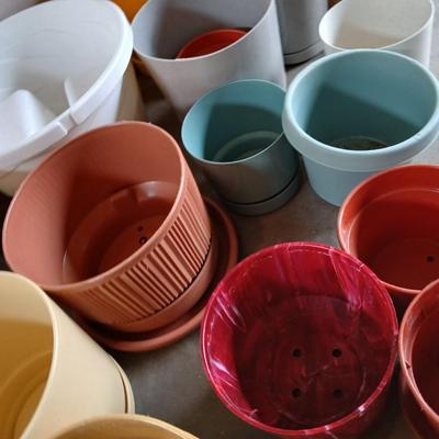 Plastic flowerpots of all shapes and sizes