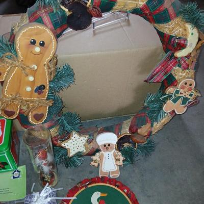 Faux 6' pre lit Christmas tree Spencer pine with decorations and other Christmas ornaments