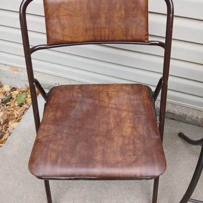 Two folding chairs with pads and a new folding bar stool
