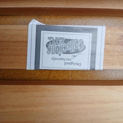 Oak heart rack, large footstool, and two wooden racks
