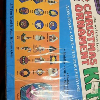 Christmas decorations metal pinecone lantern, mugs, candles, cards, vintage stained glass ornament kit and more