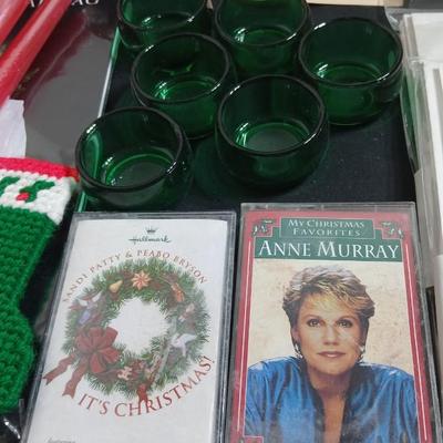 Christmas decorations metal pinecone lantern, mugs, candles, cards, vintage stained glass ornament kit and more