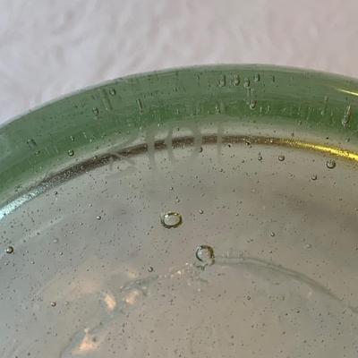 Signed Charleton Fused Glass Platter with Copper Salmon & Bubbled Glass Bowl by Biot (K-HS)