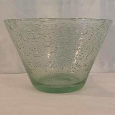 Signed Charleton Fused Glass Platter with Copper Salmon & Bubbled Glass Bowl by Biot (K-HS)