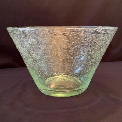 Signed Charleton Fused Glass Platter with Copper Salmon & Bubbled Glass Bowl by Biot (K-HS)
