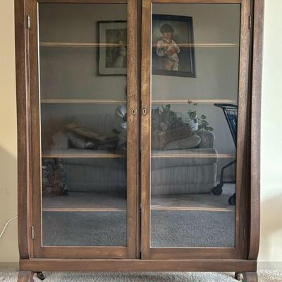 Bookshelf/curio cabinet with glass doors