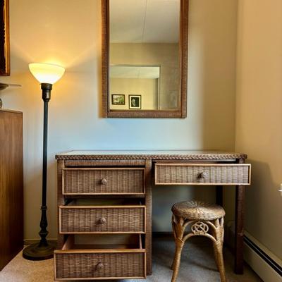 Henry Link Vintage wicker desk and mirror