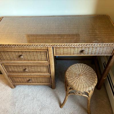 Henry Link Vintage wicker desk and mirror