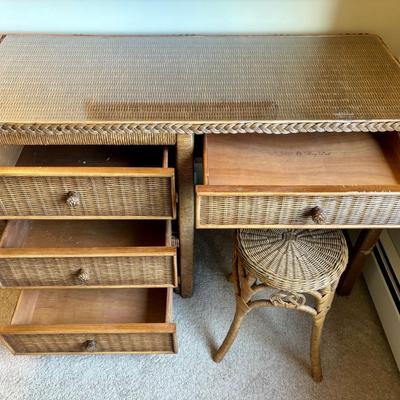 Henry Link Vintage wicker desk and mirror