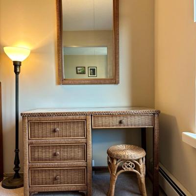 Henry Link Vintage wicker desk and mirror