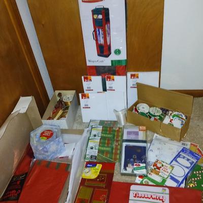 Rubbermaid Wrap n craft storage container with lots of wrapping supplies