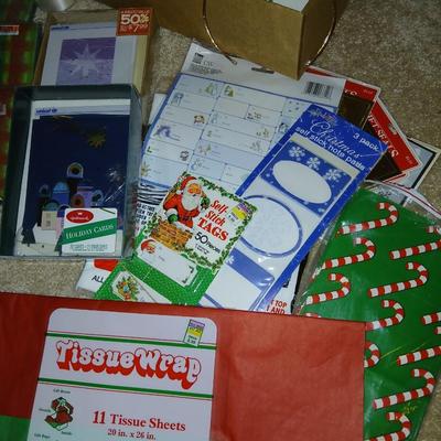 Rubbermaid Wrap n craft storage container with lots of wrapping supplies