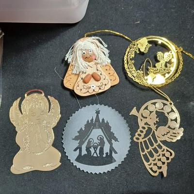 Christmas nativity set and other religious Christmas with a storage tote