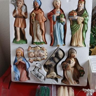 Christmas nativity set and other religious Christmas with a storage tote