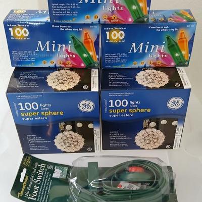 Christmas light sets and Super sphere lights with foot switch extension cord