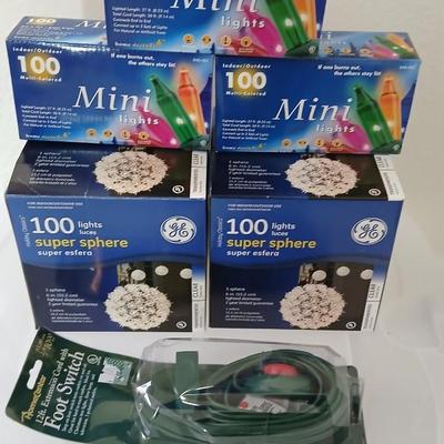 Christmas light sets and Super sphere lights with foot switch extension cord
