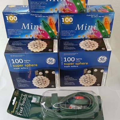 Christmas light sets and Super sphere lights with foot switch extension cord