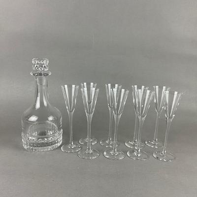 426 Mid Century Orrefors Decanter with 9 Cordials