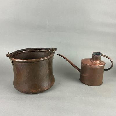 431 Antique Copper Bucket and Watering Can
