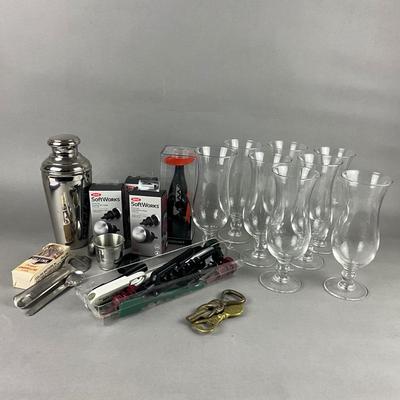 433 Lot of Le Crueset Bottle Opener with Colada Glasses