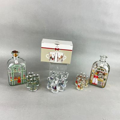 435 Holmegaard Glass Bottle with Cordials and Coffee Mugs