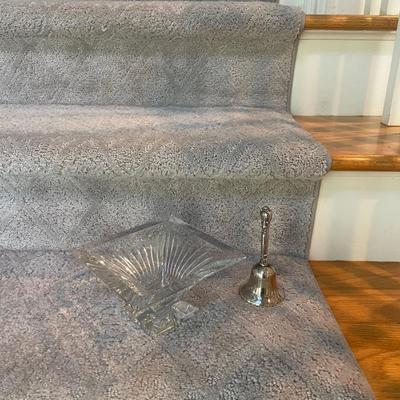Square glass bowl & silver bell