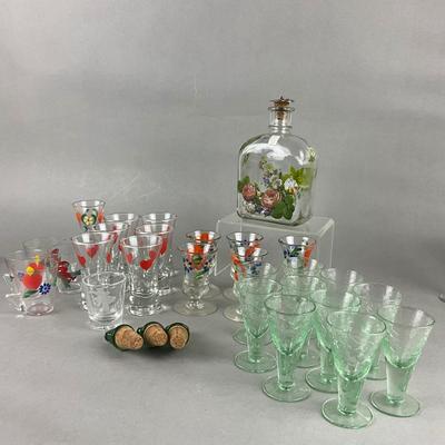 437 Holmegaard Glass Bottle Decanter with Cordial Glasses