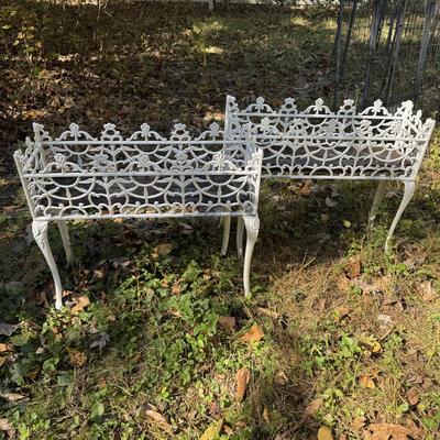 265 Pair of Aluminum White Planter Stands