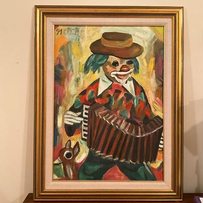 545 Original Oil Painting on Board Clown Painting by Nimooju