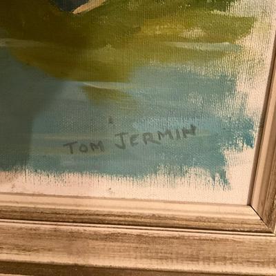 544 Vintage Tom Jermin Oil Painting On Canvas