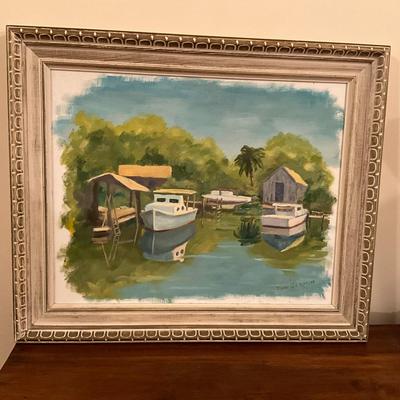544 Vintage Tom Jermin Oil Painting On Canvas