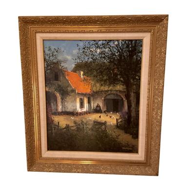 540 Large Original Oil Painting of Dutch Country Scene by H. Huisman