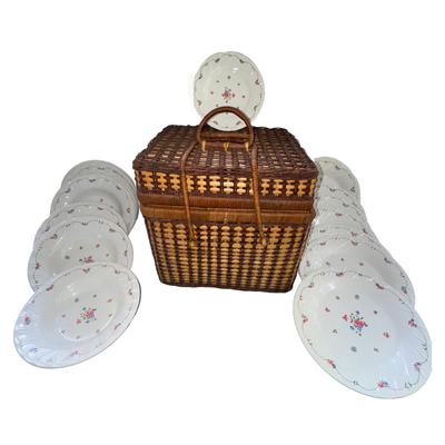 394 Melamine Dish Lot by Anacapa and Picnic Basket