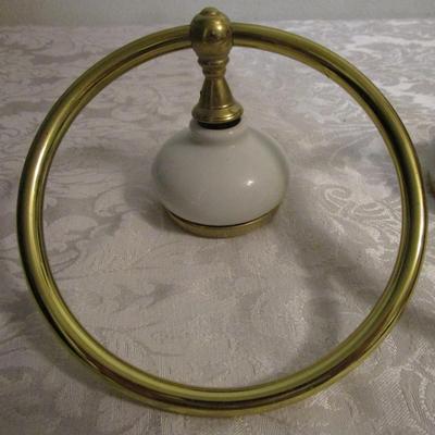 Vintage Ceramic and metal towel rings, metal clothes hook