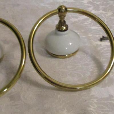 Vintage Ceramic and metal towel rings, metal clothes hook